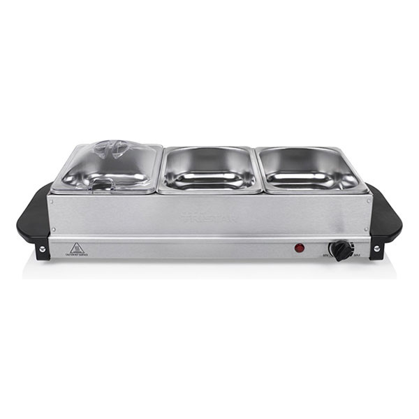 Tristar Warmhoudplaat | Tristar | 3 x 1.4 liter (200W, RVS, Deksel) BP-6283 K170109016 - 1