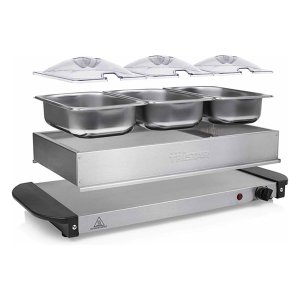 Tristar Warmhoudplaat | Tristar | 3 x 1.4 liter (200W, RVS, Deksel) BP-6283 K170109016 - 3