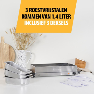 Tristar Warmhoudplaat | Tristar | 3 x 1.4 liter (200W, RVS, Deksel) BP-6283 K170109016 - 8