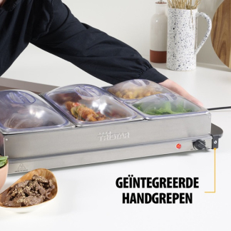 Tristar Warmhoudplaat XL | Tristar | 2 x 2.4 liter en 2 x 1 liter (300W, RVS, Deksel) BP-6285 K170109017 - 5