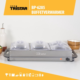 Tristar Warmhoudplaat XL | Tristar | 2 x 2.4 liter en 2 x 1 liter (300W, RVS, Deksel) BP-6285 K170109017 - 8