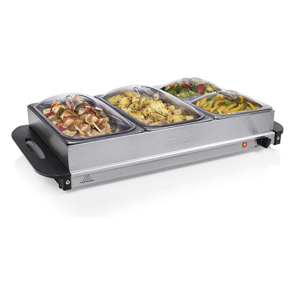 Tristar Warmhoudplaat XL | Tristar | 2 x 2.4 liter en 2 x 1 liter (300W, RVS, Deksel) BP-6285 K170109017 - 1