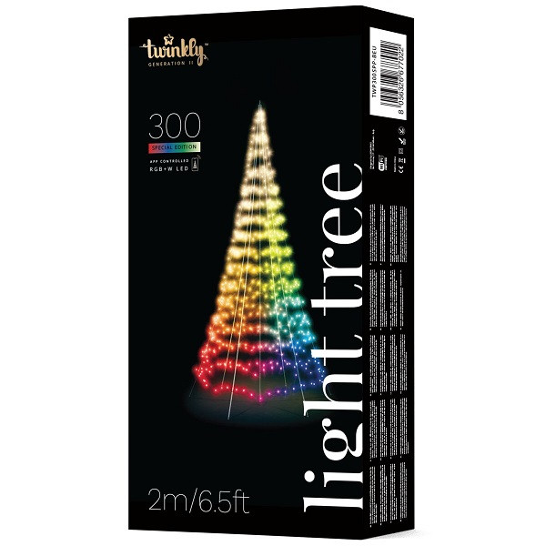 Twinkly vlaggenmast kerstboom | 2 x Ø 1 meter (300 LEDs, Wifi, RGB+Wit, Buiten) TWP300SPP-BEU K150303816 - 