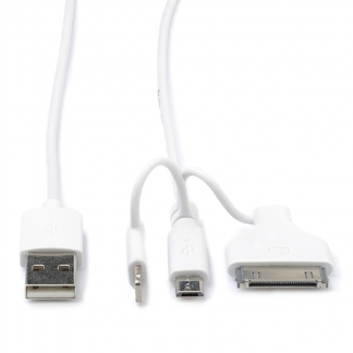 Valueline Apple Lightning, 30 pins en Micro USB 2.0 | 3 in 1 kabel | 1 meter (Wit) VLMP39410W100 K010901177 - 1