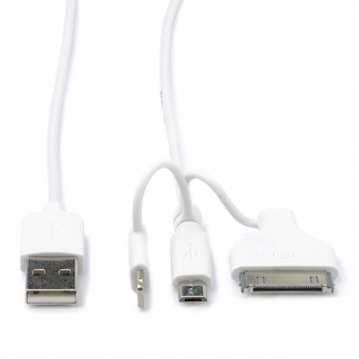 Valueline Apple Lightning, 30 pins en Micro USB 2.0 | 3 in 1 kabel | 1 meter (Wit) VLMP39410W100 K010901177 - 