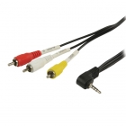 Valueline Composiet 3x Tulp (RCA) mannelijk naar JACK 3.5 mm video- en audiokabel 1 meter VLVP22400B10 K010401125 Valueline Composiet 3x Tulp (RCA) mannelijk naar JACK 3.5 mm video- en audiokabel 1 meter VLVP22400B10 K010401125