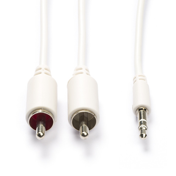 JACK 3.5 mm naar 2x Tulp (RCA) stereo kabel 2 meter wit
