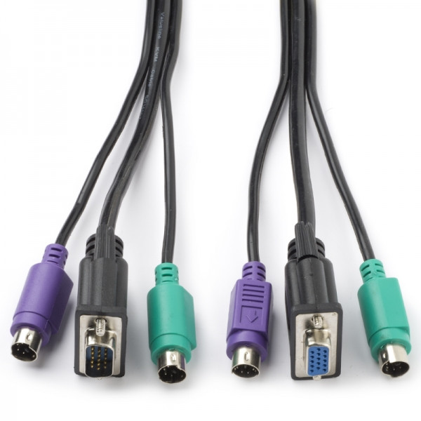 Valueline KVM kabel | 2 meter (VGA + 2x PS/2 naar VGA + 2x PS/2) VLCP59850B20 K010503000 - 1