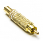 Valueline RCA connector - Valueline (Knikbescherming, Mannelijk, Verguld) CC-011L K060204023 Valueline RCA connector - Valueline (Knikbescherming, Mannelijk, Verguld) CC-011L K060204023