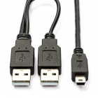 Valueline USB A naar mini USB kabel | 1 meter | USB 2.0 (Extra USB A connector, 100% koper, Zwart) VLCP60350B10 K010202065 Valueline USB A naar mini USB kabel | 1 meter | USB 2.0 (Extra USB A connector, 100% koper, Zwart) VLCP60350B10 K010202065