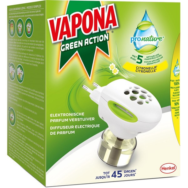 Vapona Vliegenverjager| Vapona | Geurverstuiver (Eurostekker, 45 nachten effectief, Green action) SVA00054 B170501702 - 1