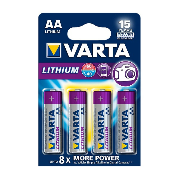 Subjectief Gluren kousen AA batterij - Varta - 4 stuks (Lithium, 1.5V) Varta Kabelshop.nl