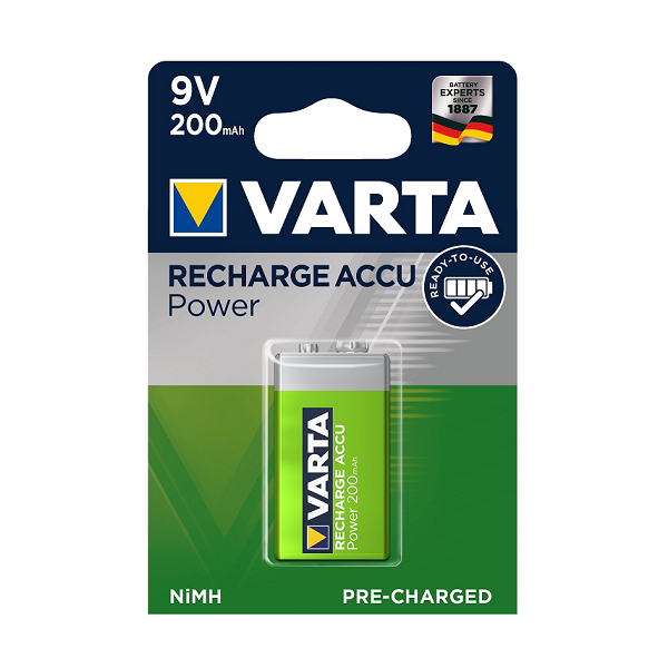 Eentonig Onverbiddelijk gewelddadig Oplaadbare 9V batterij - Varta (NiMH, 200 mAh) Varta Kabelshop.nl