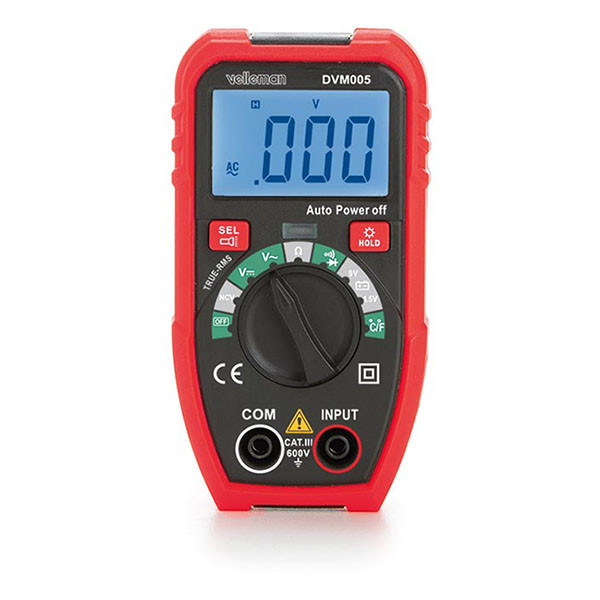 Velleman Digitale multimeter | Velleman (CAT III 600V, temperatuur, NCV, Zaklamp) DVM005 K170114421 - 1