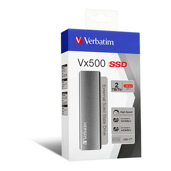 Verbatim Externe SSD | Verbatim | 2 TB (VX500, USB 3.1) 47454 K010213130 - 3