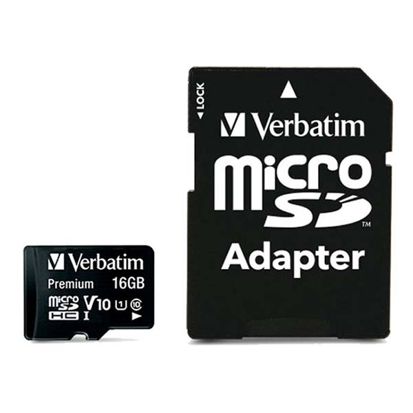 Verbatim Micro SDHC kaart met adapter | Verbatim | 16 GB (Premium, Class 10) 44082 K170301113 - 1