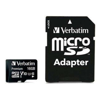 Verbatim Micro SDHC kaart met adapter | Verbatim | 16 GB (Premium, Class 10) 44082 K170301113 - 1