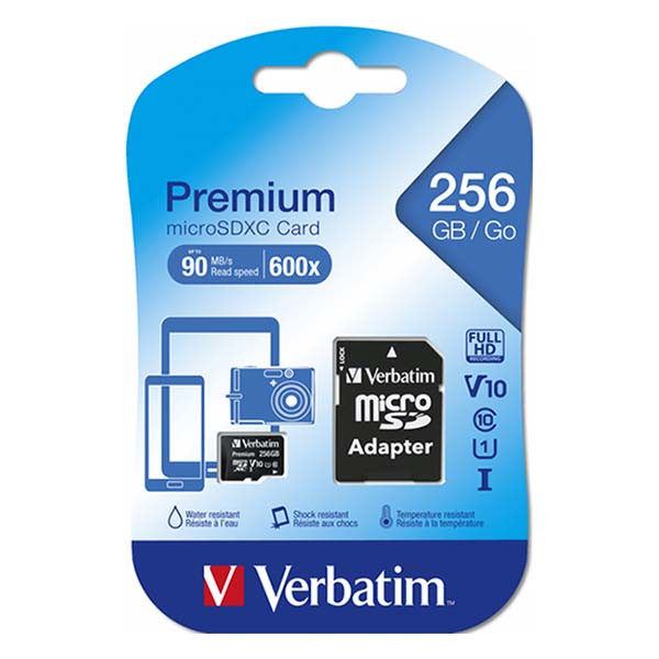 Verbatim Micro SDXC kaart met adapter | Verbatim | 256 GB (Premium, Class 10) 44087 K170301115 - 3