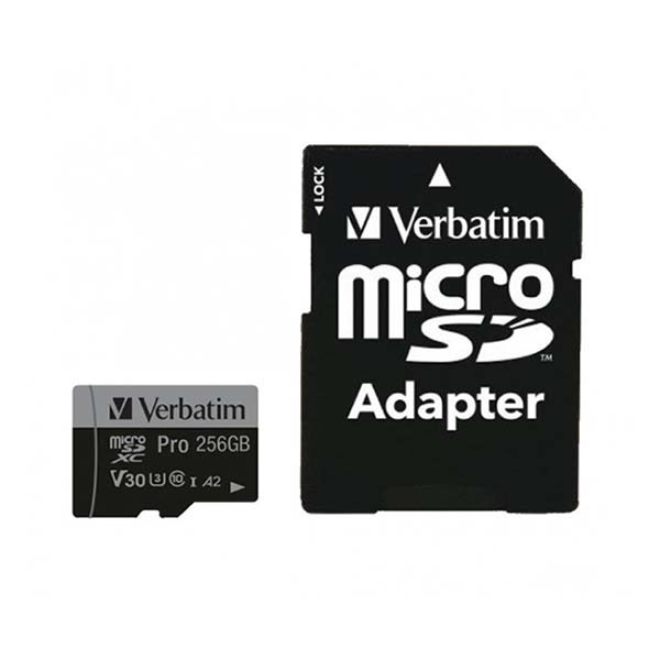 Verbatim Micro SDXC kaart met adapter | Verbatim | 256 GB (Pro, Class 10, Water- en schokbestendig) 47045 K170301114 - 1
