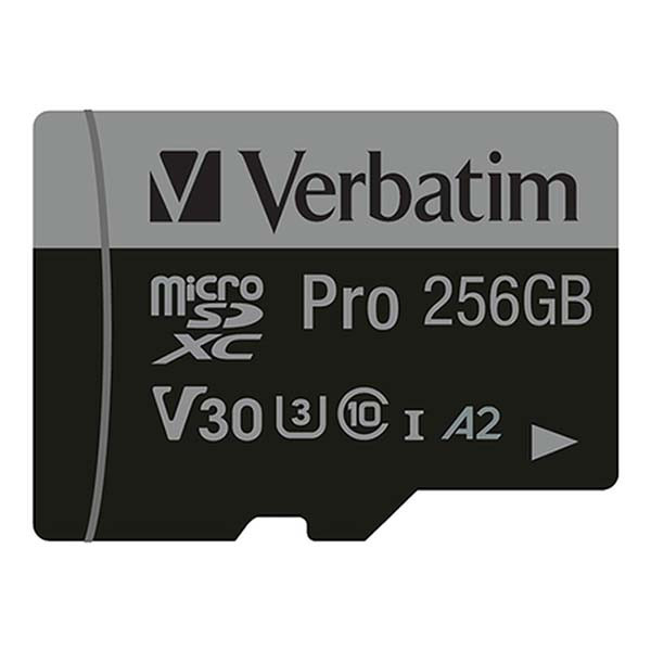 Verbatim Micro SDXC kaart met adapter | Verbatim | 256 GB (Pro, Class 10, Water- en schokbestendig) 47045 K170301114 - 2