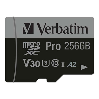 Verbatim Micro SDXC kaart met adapter | Verbatim | 256 GB (Pro, Class 10, Water- en schokbestendig) 47045 K170301114 - 2