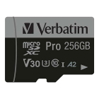 Verbatim Micro SDXC kaart met adapter | Verbatim | 256 GB (Pro, Class 10, Water- en schokbestendig) 47045 K170301114 - 2
