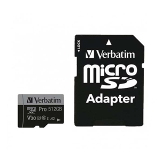 Verbatim Micro SDXC kaart met adapter | Verbatim | 512 GB (Pro, Class 10, Water- en schokbestendig) 47046 K170301118 - 1