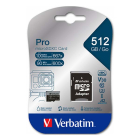 Verbatim Micro SDXC kaart met adapter | Verbatim | 512 GB (Pro, Class 10, Water- en schokbestendig) 47046 K170301118 - 3