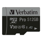 Verbatim Micro SDXC kaart met adapter | Verbatim | 512 GB (Pro, Class 10, Water- en schokbestendig) 47046 K170301118 - 2