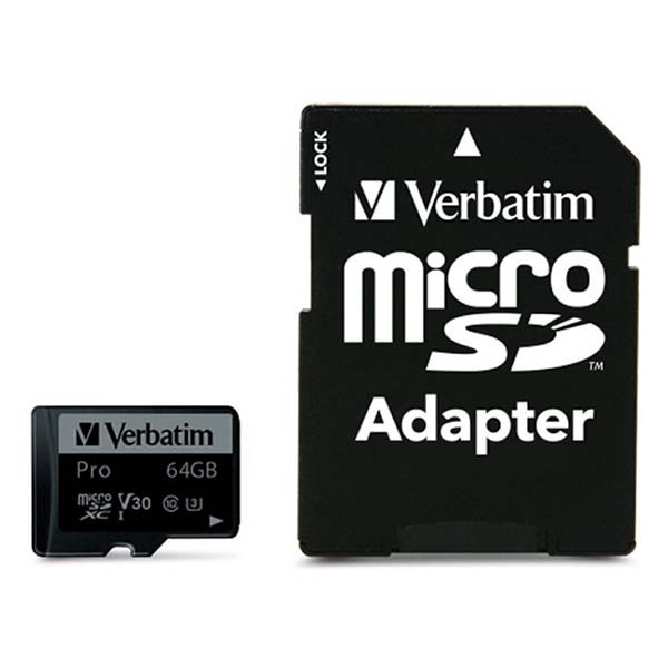 Verbatim Micro SDXC kaart met adapter | Verbatim | 64 GB (Pro, Class 10, Water- en schokbestendig) 47042 K170301119 - 1