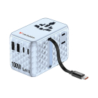 Verbatim Universele reisstekker met USB | Verbatim | Charge n Travel | Wereld naar Wereld | 100W (Uitschuifbaar, 2x USB A, 3x USB C, Blauw) 30192 K050801127 - 1