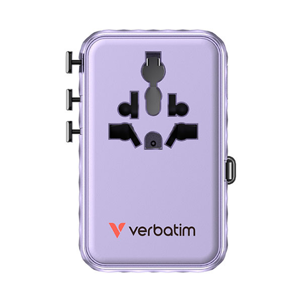 Verbatim Universele reisstekker met USB | Verbatim | Charge n Travel | Wereld naar Wereld | 100W (Uitschuifbaar, 2x USB A, 3x USB C, Paars) 30193 K050801128 - 2