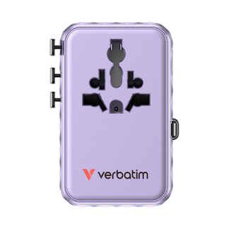 Verbatim Universele reisstekker met USB | Verbatim | Charge n Travel | Wereld naar Wereld | 100W (Uitschuifbaar, 2x USB A, 3x USB C, Paars) 30193 K050801128 - 2