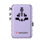 Verbatim Universele reisstekker met USB | Verbatim | Charge n Travel | Wereld naar Wereld | 100W (Uitschuifbaar, 2x USB A, 3x USB C, Paars) 30193 K050801128 - 2