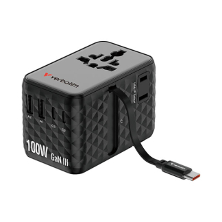 Verbatim Universele reisstekker met USB | Verbatim | Charge n Travel | Wereld naar Wereld | 100W (Uitschuifbaar, 2x USB A, 3x USB C, Zwart) 30191 K050801126