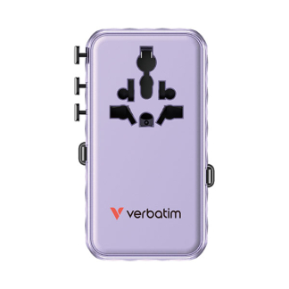 Verbatim Universele reisstekker met USB | Verbatim | Charge n Travel | Wereld naar Wereld (Uitschuifbaar, 1x USB A, 3x USB C, Paars) 30188 K050801125 - 2