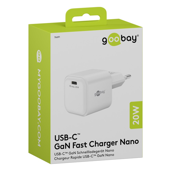 Wentronic USB C snellader | Goobay (20W, 1x USB C, Power Delivery, GaN, Wit) 76691 K120300314 - 7