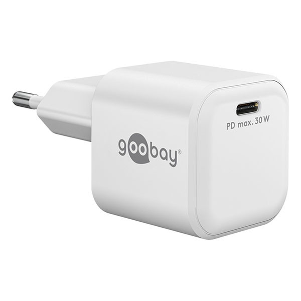 Wentronic USB C snellader | Goobay (30W, 1x USB C, GaN, Power Delivery, Wit) 79153 K120300316 - 1