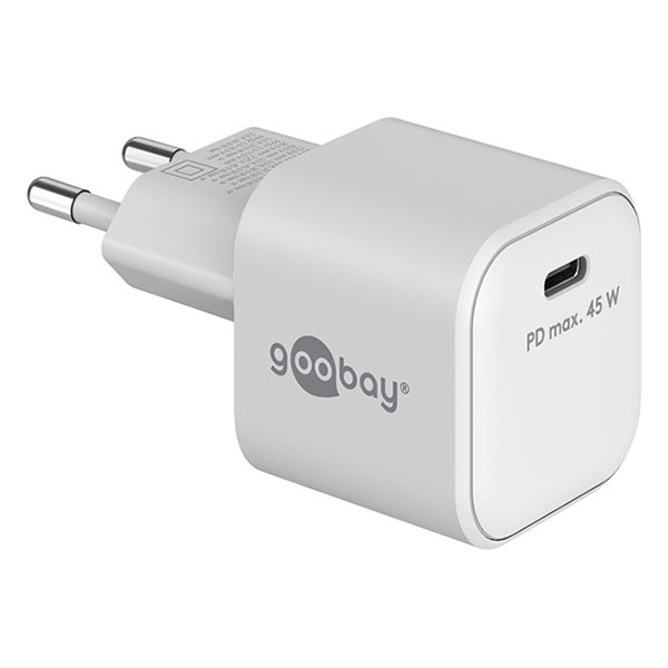Wentronic USB C snellader | Goobay (45W, 1x USB C, Power Delivery, GaN, Wit) 80241 K120300318 - 1