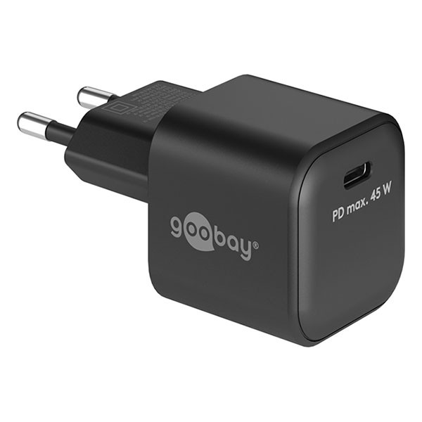 Wentronic USB C snellader | Goobay (45W, 1x USB C, Power Delivery, GaN, Zwart) 80238 K120300317 - 1