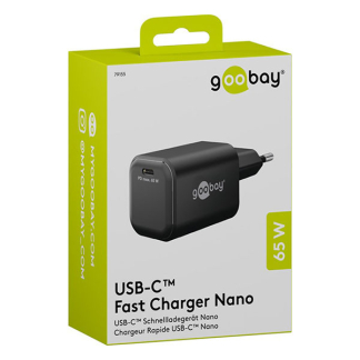 Wentronic USB C snellader | Goobay (65W, 1x USB C, Power Delivery, GaN, Zwart) 79155 K120300319 - 2
