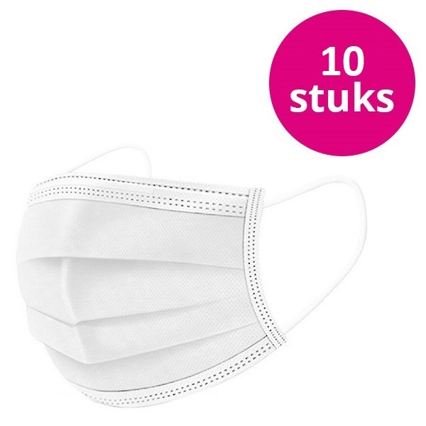 Wexta Mondkapje | 10 stuks (3-laags, BFE >95%, Elastische oorbandjes, Wegwerp)  K080000017 - 1