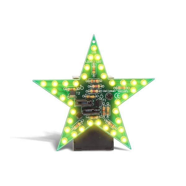 Whadda Soldeerkit | Whadda | Kerstster (35 leds, Knipperstand, Batterij, Geel) WSSA169Y K100901018 - 1