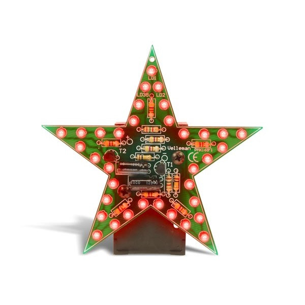 Whadda Soldeerkit | Whadda | Kerstster (35 leds, Knipperstand, Batterij, Rood) WSSA169R K100901017 - 1