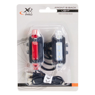 XQMAX Fietsverlichtingset | XQMAX | Set van 2 (USB, LED, 3.7V, 150 mAh, Oplaadbaar) CY8960040 K170106038
