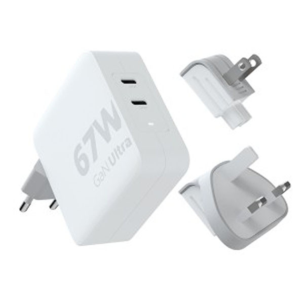 Xtorm Reisoplader | Xtorm | 2 poorten (2x USB C, Type C, Type G, Type A, 67W, GaN, Wit) XVC2067 K070501328 - 1
