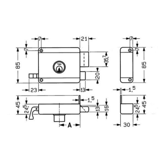 Yale Oplegslot | Yale (DIN links, Staal, Losse buitencilinder) 7225106 K010809878 - 2