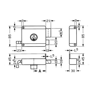 Yale Oplegslot | Yale (DIN rechts, Staal, Losse buitencilinder) 7225108 K010809879 - 3