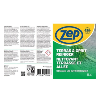 Zep Terrasreiniger | Zep | 1 liter (Geconcentreerde formule, Voor terrassen en opritten) 21.380.50 K010830211 - 