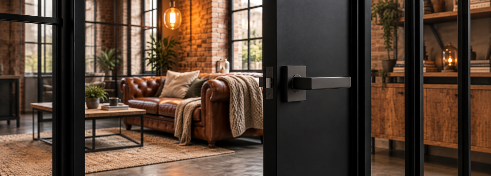 Deurbeslag voor een industrieel interieur